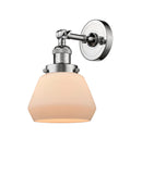 203-PC-G171 1-Light 7" Polished Chrome Sconce - Matte White Cased Fulton Glass - LED Bulb - Dimmensions: 7 x 9 x 11 - Glass Up or Down: Yes