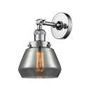 203-PC-G173 1-Light 7" Polished Chrome Sconce - Plated Smoke Fulton Glass - LED Bulb - Dimmensions: 7 x 9 x 11 - Glass Up or Down: Yes