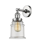 203-PC-G182 1-Light 6.5" Polished Chrome Sconce - Clear Canton Glass - LED Bulb - Dimmensions: 6.5 x 9 x 11 - Glass Up or Down: Yes