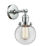 203-PC-G202-6 1-Light 6" Polished Chrome Sconce - Clear Beacon Glass - LED Bulb - Dimmensions: 6 x 8 x 12 - Glass Up or Down: Yes