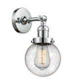 1-Light 6" Brushed Satin Nickel Sconce - Seedy Beacon Glass LED