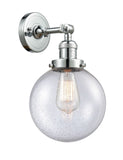 203-PC-G204-8 1-Light 8" Polished Chrome Sconce - Seedy Beacon Glass - LED Bulb - Dimmensions: 8 x 9.125 x 14 - Glass Up or Down: Yes