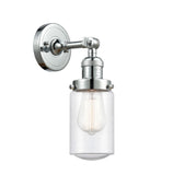 203-PC-G314 1-Light 4.5" Polished Chrome Sconce - Seedy Dover Glass - LED Bulb - Dimmensions: 4.5 x 7.5 x 12.75 - Glass Up or Down: Yes