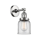 203-PC-G52 1-Light 5" Polished Chrome Sconce - Clear Small Bell Glass - LED Bulb - Dimmensions: 5 x 7 x 10 - Glass Up or Down: Yes
