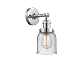203-PC-G54 1-Light 5" Polished Chrome Sconce - Seedy Small Bell Glass - LED Bulb - Dimmensions: 5 x 7 x 10 - Glass Up or Down: Yes