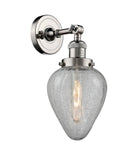 203-PN-G165 1-Light 6.5" Polished Nickel Sconce - Clear Crackle Geneseo Glass - LED Bulb - Dimmensions: 6.5 x 9 x 14 - Glass Up or Down: Yes