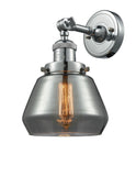 203-PN-G173 1-Light 7" Polished Nickel Sconce - Plated Smoke Fulton Glass - LED Bulb - Dimmensions: 7 x 9 x 11 - Glass Up or Down: Yes