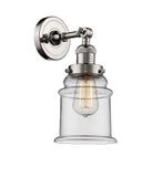 203-PN-G182 1-Light 6.5" Polished Nickel Sconce - Clear Canton Glass - LED Bulb - Dimmensions: 6.5 x 9 x 11 - Glass Up or Down: Yes