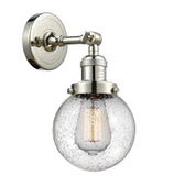 203-PN-G204-6 1-Light 6" Polished Nickel Sconce - Seedy Beacon Glass - LED Bulb - Dimmensions: 6 x 8 x 12 - Glass Up or Down: Yes