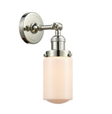 203-PN-G311 1-Light 4.5" Polished Nickel Sconce - Matte White Cased Dover Glass - LED Bulb - Dimmensions: 4.5 x 7.5 x 12.75 - Glass Up or Down: Yes