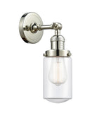 203-PN-G312 1-Light 4.5" Polished Nickel Sconce - Clear Dover Glass - LED Bulb - Dimmensions: 4.5 x 7.5 x 12.75 - Glass Up or Down: Yes