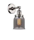 203-PN-G53 1-Light 5" Polished Nickel Sconce - Plated Smoke Small Bell Glass - LED Bulb - Dimmensions: 5 x 7 x 10 - Glass Up or Down: Yes