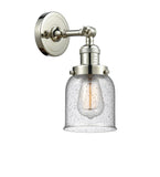 203-PN-G54 1-Light 5" Polished Nickel Sconce - Seedy Small Bell Glass - LED Bulb - Dimmensions: 5 x 7 x 10 - Glass Up or Down: Yes