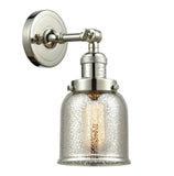 203-PN-G58 1-Light 5" Polished Nickel Sconce - Silver Plated Mercury Small Bell Glass - LED Bulb - Dimmensions: 5 x 7 x 12 - Glass Up or Down: Yes