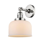 1-Light 8" Satin Gold Sconce - Matte White Cased Large Bell Glass LED