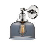 203-PN-G73 1-Light 8" Polished Nickel Sconce - Plated Smoke Large Bell Glass - LED Bulb - Dimmensions: 8 x 9.375 x 12 - Glass Up or Down: Yes