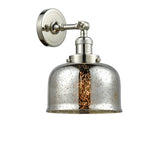 203-PN-G78 1-Light 8" Polished Nickel Sconce - Silver Plated Mercury Large Bell Glass - LED Bulb - Dimmensions: 8 x 9.375 x 12 - Glass Up or Down: Yes