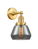 203-SG-G173 1-Light 7" Satin Gold Sconce - Plated Smoke Fulton Glass - LED Bulb - Dimmensions: 7 x 9 x 11 - Glass Up or Down: Yes