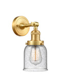 203-SG-G54 1-Light 5" Satin Gold Sconce - Seedy Small Bell Glass - LED Bulb - Dimmensions: 5 x 7 x 10 - Glass Up or Down: Yes