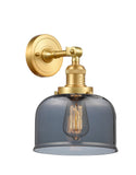 203-SG-G73 1-Light 8" Satin Gold Sconce - Plated Smoke Large Bell Glass - LED Bulb - Dimmensions: 8 x 9.375 x 12 - Glass Up or Down: Yes
