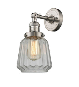 1-Light 7" Chatham Sconce - Novelty Clear Glass - Choice of Finish And Incandesent Or LED Bulbs