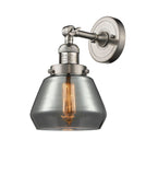 203-SN-G173 1-Light 7" Brushed Satin Nickel Sconce - Plated Smoke Fulton Glass - LED Bulb - Dimmensions: 7 x 9 x 11 - Glass Up or Down: Yes