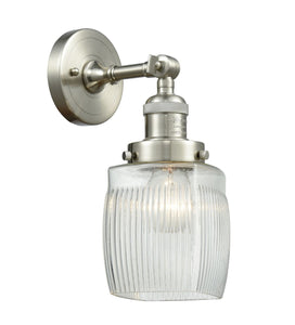 1-Light 5.5" Colton Sconce - Thick Clear Halophane Colton Glass - Choice of Finish And Incandesent Or LED Bulbs