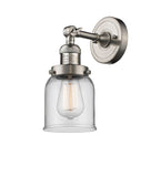 1-Light 5" Brushed Satin Nickel Sconce - Clear Small Bell Glass LED