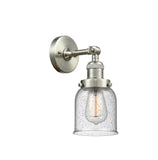 203-SN-G54 1-Light 5" Brushed Satin Nickel Sconce - Seedy Small Bell Glass - LED Bulb - Dimmensions: 5 x 7 x 10 - Glass Up or Down: Yes