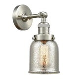 203-SN-G58 1-Light 5" Brushed Satin Nickel Sconce - Silver Plated Mercury Small Bell Glass - LED Bulb - Dimmensions: 5 x 7 x 12 - Glass Up or Down: Yes