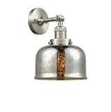 203-SN-G78 1-Light 8" Brushed Satin Nickel Sconce - Silver Plated Mercury Large Bell Glass - LED Bulb - Dimmensions: 8 x 9.375 x 12 - Glass Up or Down: Yes