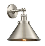 203-SN-M10-SN 1-Light 10" Brushed Satin Nickel Sconce - Brushed Satin Nickel Briarcliff Shade - LED Bulb - Dimmensions: 10 x 11 x 8 - Glass Up or Down: Yes
