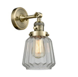 1-Light 7" Brushed Brass Sconce - Clear Chatham Glass LED - w/Switch