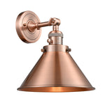 203SW-AC-M10-AC 1-Light 10" Antique Copper Sconce - Antique Copper Briarcliff Shade - LED Bulb - Dimmensions: 10 x 11 x 8 - Glass Up or Down: Yes