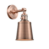 203SW-AC-M9-AC 1-Light 5" Antique Copper Sconce - Antique Copper Addison Shade - LED Bulb - Dimmensions: 5 x 7 x 11 - Glass Up or Down: Yes