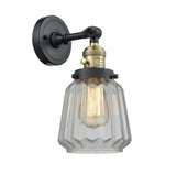 203SW-BAB-G142 1-Light 7" Black Antique Brass Sconce - Clear Chatham Glass - LED Bulb - Dimmensions: 7 x 9 x 12 - Glass Up or Down: Yes