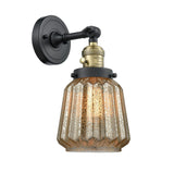 203SW-BAB-G146 1-Light 7" Black Antique Brass Sconce - Mercury Plated Chatham Glass - LED Bulb - Dimmensions: 7 x 9 x 12 - Glass Up or Down: Yes