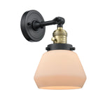 203SW-BAB-G171 1-Light 7" Black Antique Brass Sconce - Matte White Cased Fulton Glass - LED Bulb - Dimmensions: 7 x 9 x 11 - Glass Up or Down: Yes