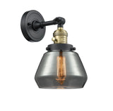 203SW-BAB-G173 1-Light 7" Black Antique Brass Sconce - Plated Smoke Fulton Glass - LED Bulb - Dimmensions: 7 x 9 x 11 - Glass Up or Down: Yes