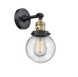 203SW-BAB-G204-6 1-Light 6" Black Antique Brass Sconce - Seedy Beacon Glass - LED Bulb - Dimmensions: 6 x 8 x 12 - Glass Up or Down: Yes