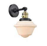 1-Light 7.5" Black Antique Brass Sconce - Matte White Cased Small Oxford Glass LED - w/Switch