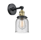 1-Light 5" Black Antique Brass Sconce - Seedy Small Bell Glass LED - w/Switch