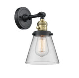 203SW-BAB-G62 1-Light 6.25" Black Antique Brass Sconce - Clear Small Cone Glass - LED Bulb - Dimmensions: 6.25 x 8 x 10 - Glass Up or Down: Yes
