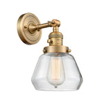 203SW-BB-G172 1-Light 7" Brushed Brass Sconce - Clear Fulton Glass - LED Bulb - Dimmensions: 7 x 9 x 11 - Glass Up or Down: Yes