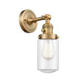 203SW-BB-G312 1-Light 4.5" Brushed Brass Sconce - Clear Dover Glass - LED Bulb - Dimmensions: 4.5 x 7.5 x 12.75 - Glass Up or Down: Yes