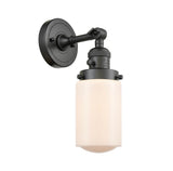 203SW-OB-G311 1-Light 4.5" Oil Rubbed Bronze Sconce - Matte White Cased Dover Glass - LED Bulb - Dimmensions: 4.5 x 7.5 x 12.75 - Glass Up or Down: Yes