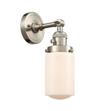 203SW-SN-G311 1-Light 4.5" Brushed Satin Nickel Sconce - Matte White Cased Dover Glass - LED Bulb - Dimmensions: 4.5 x 7.5 x 12.75 - Glass Up or Down: Yes