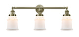 3-Light 30" Brushed Satin Nickel Bath Vanity Light - Matte White Canton Glass LED
