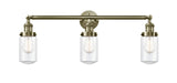 3-Light 31" Brushed Satin Nickel Bath Vanity Light - Clear Dover Glass LED