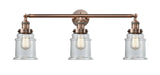 205-AC-G182 3-Light 30" Antique Copper Bath Vanity Light - Clear Canton Glass - LED Bulb - Dimmensions: 30 x 9 x 10 - Glass Up or Down: Yes